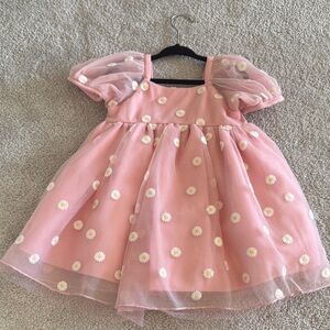 Janie and Jack Pink Floral Puff Sleeve Dress Size 2T